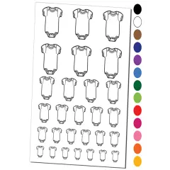 Baby One Piece Snapsuit Outfit Temporary Tattoo Water Resistant Fake Body Art Set Collection Black