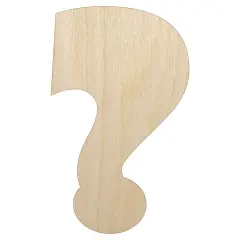 Question Mark Bold Unfinished Wood Shape Piece Cutout for DIY Craft Projects
