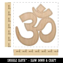 Om Aum Hinduism Buddhism Jainism Yoga Symbol Unfinished Wood Shape Piece Cutout for DIY Craft Projects