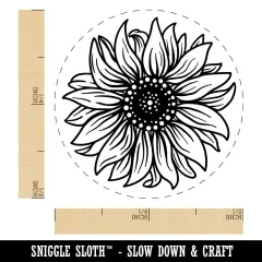 Fancy Blooming Sunflower Flower Self-Inking Rubber Stamp for Stamping Crafting Planners Fuchsia