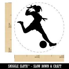 Soccer Player Woman Kicking Ball Association Football Self-Inking Rubber Stamp Ink Stamper for Stamping Crafting Planners Pink