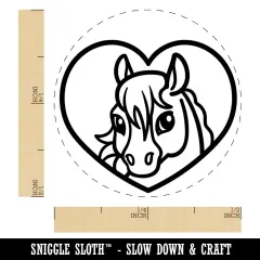 Horse Inside of Heart Self-Inking Rubber Stamp Ink Stamper for Stamping Crafting Planners Orange