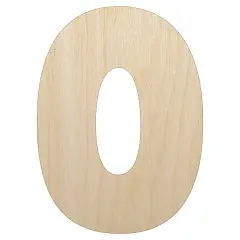 Number 0 Zero Fun Bold Font Unfinished Wood Shape Piece Cutout for DIY Craft Projects