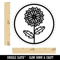 Mum Chrysanthemum Flower in Circle Self-Inking Rubber Stamp for Stamping Crafting Planners Yellow