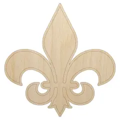 Fleur de Lis Outline Unfinished Wood Shape Piece Cutout for DIY Craft Projects