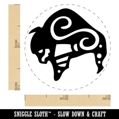 Southwest Native American Bison Buffalo Spirit Animal Self-Inking Rubber Stamp for Stamping Crafting Planners Fuchsia