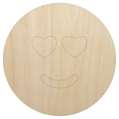 Heart Eyes Love Happy Face Emoticon Unfinished Wood Shape Piece Cutout for DIY Craft Projects