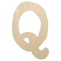 Letter Q Uppercase Cute Typewriter Font Unfinished Wood Shape Piece Cutout for DIY Craft Projects