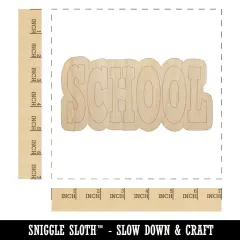 School Fun Text Unfinished Wood Shape Piece Cutout for DIY Craft Projects
