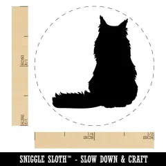 Sitting Maine Coon Cat Self-Inking Rubber Stamp Ink Stamper for Stamping Crafting Planners Lime Green