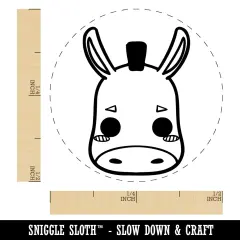 Charming Kawaii Chibi Donkey Mule Face Blushing Cheeks Farm Self-Inking Rubber Stamp for Stamping Crafting Planners Lime Green