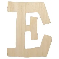 Letter E Uppercase Cute Typewriter Font Unfinished Wood Shape Piece Cutout for DIY Craft Projects