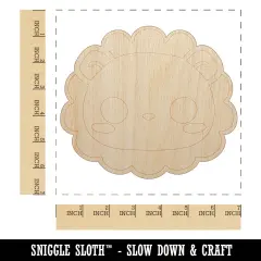 Charming Kawaii Chibi Lion Face Blushing Cheeks Unfinished Wood Shape Piece Cutout for DIY Craft Projects