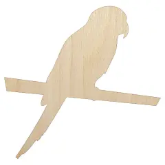 Parakeet on Branch Bird Solid Unfinished Wood Shape Piece Cutout for DIY Craft Projects