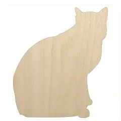 Cat Sitting Side Profile Solid Unfinished Wood Shape Piece Cutout for DIY Craft Projects