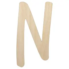 Letter N Uppercase Felt Marker Font Unfinished Wood Shape Piece Cutout for DIY Craft Projects