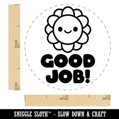 Good Job Happy Flower Teacher Student Self-Inking Rubber Stamp Ink Stamper for Stamping Crafting Planners Pink