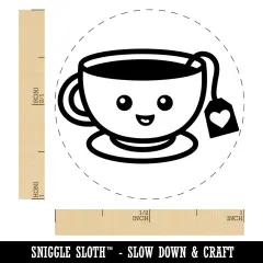 Kawaii Cute Cup of Tea Self-Inking Rubber Stamp for Stamping Crafting Planners Red