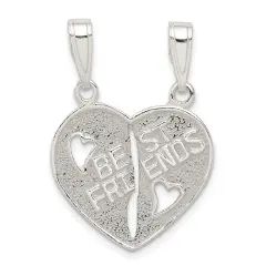 Sterling Silver Best Friends Break Apart Heart Charm Jewerly 20mm x 9mm