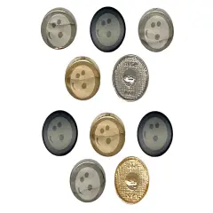 Bowling Ball 0.6" (15mm) Round Metal Shank Buttons for Sewing - Set of 10 Silver Color