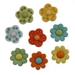 Buttons Galore and More Craft & Sewing Buttons - Psychedelic Flowers - 24 Buttons