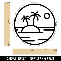 Deserted Island in Ocean Self-Inking Rubber Stamp Ink Stamper for Stamping Crafting Planners Dry Pad