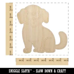 Labrador Retriever Sitting with Tongue Out Dog Unfinished Wood Shape Piece Cutout for DIY Craft Projects