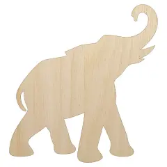 Elephant Trumpeting Solid Unfinished Wood Shape Piece Cutout for DIY Craft Projects