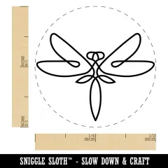 Elegant Abstract Dragonfly Line Art Self-Inking Rubber Stamp for Stamping Crafting Planners Blue
