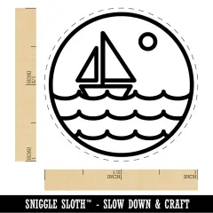 Sailboat on Ocean Lake Self-Inking Rubber Stamp Ink Stamper for Stamping Crafting Planners Red