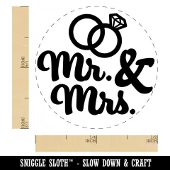 Mr. and Mrs. Wedding Rings Self-Inking Rubber Stamp for Stamping Crafting Planners Pink