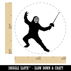 Fencer Holding Fencing Swords Self-Inking Rubber Stamp for Stamping Crafting Planners Green