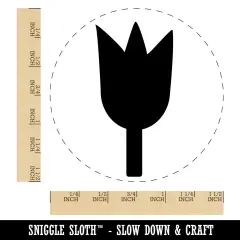 Tulip Flower Solid Self-Inking Rubber Stamp for Stamping Crafting Planners Black