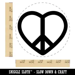 Peace Symbol in Heart Self-Inking Rubber Stamp for Stamping Crafting Planners Black