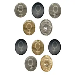Venus Woman Female Gender Symbol 0.6" (15mm) Round Metal Shank Buttons for Sewing - Set of 10 Silver Color