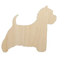 Westie West Highland White Terrier Dog Solid Unfinished Wood Shape Piece Cutout for DIY Craft Projects