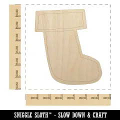 Christmas Xmas Stocking Doodle Unfinished Wood Shape Piece Cutout for DIY Craft Projects