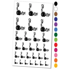 Pumpkin Fall Corner Harvest Halloween Thanksgiving Temporary Tattoo Water Resistant Fake Body Art Set Collection Black