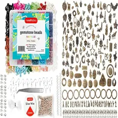 Incraftables 1000pcs Chip Crystal Beads 24 Colors Gemstones & 166pcs Bronze Charms Set for Jewelry Making, Rings & DIY Crafts Necklace, Bracelet, Bangle & Keychain Making Kit
