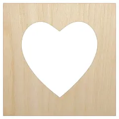 Heart In Square Box Frame Unfinished Wood Shape Piece Cutout for DIY Craft Projects