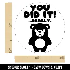 You Did It Barely Bearly Bear Teacher Student Self-Inking Rubber Stamp Ink Stamper for Stamping Crafting Planners Lime Green