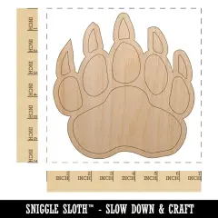 Grizzly Bear Claw Paw Unfinished Wood Shape Piece Cutout for DIY Craft Projects