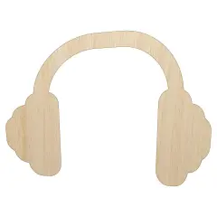 Headphones Ear Solid Unfinished Wood Shape Piece Cutout for DIY Craft Projects
