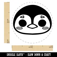 Charming Kawaii Chibi Penguin Face Blushing Cheeks Self-Inking Rubber Stamp for Stamping Crafting Planners Fuchsia