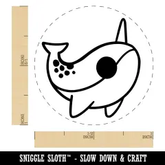 Sweet Kawaii Chibi Narwhal Self-Inking Rubber Stamp for Stamping Crafting Planners Blue