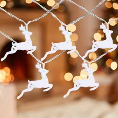 Northlight LED Leaping Reindeer Christmas Light Set - 3' Clear Wire - 15ct White