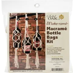 Solid Oak Macrame Bottle Bags Kit-Makes 3