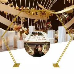 Hexagon Metal Wedding Arch Frame Garden Arbor Flowers Balloon Backdrop Stand