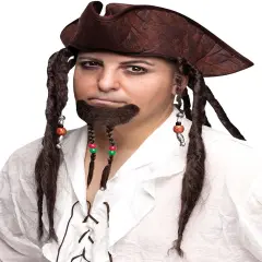 Instant Adult Pirate Costume Kit | Hat | Hair | Goatee
