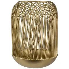 Northlight Medium Layered Iron Pillar Candle Holder - 10.5" - Brass Finish Gold